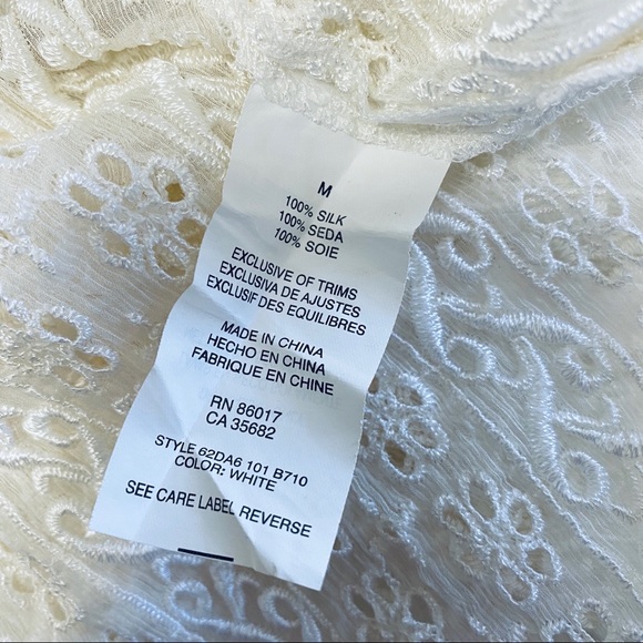 Bebe Silk Eyelet Elastic Waist Cream Coverup Dress - Picture 9 of 10